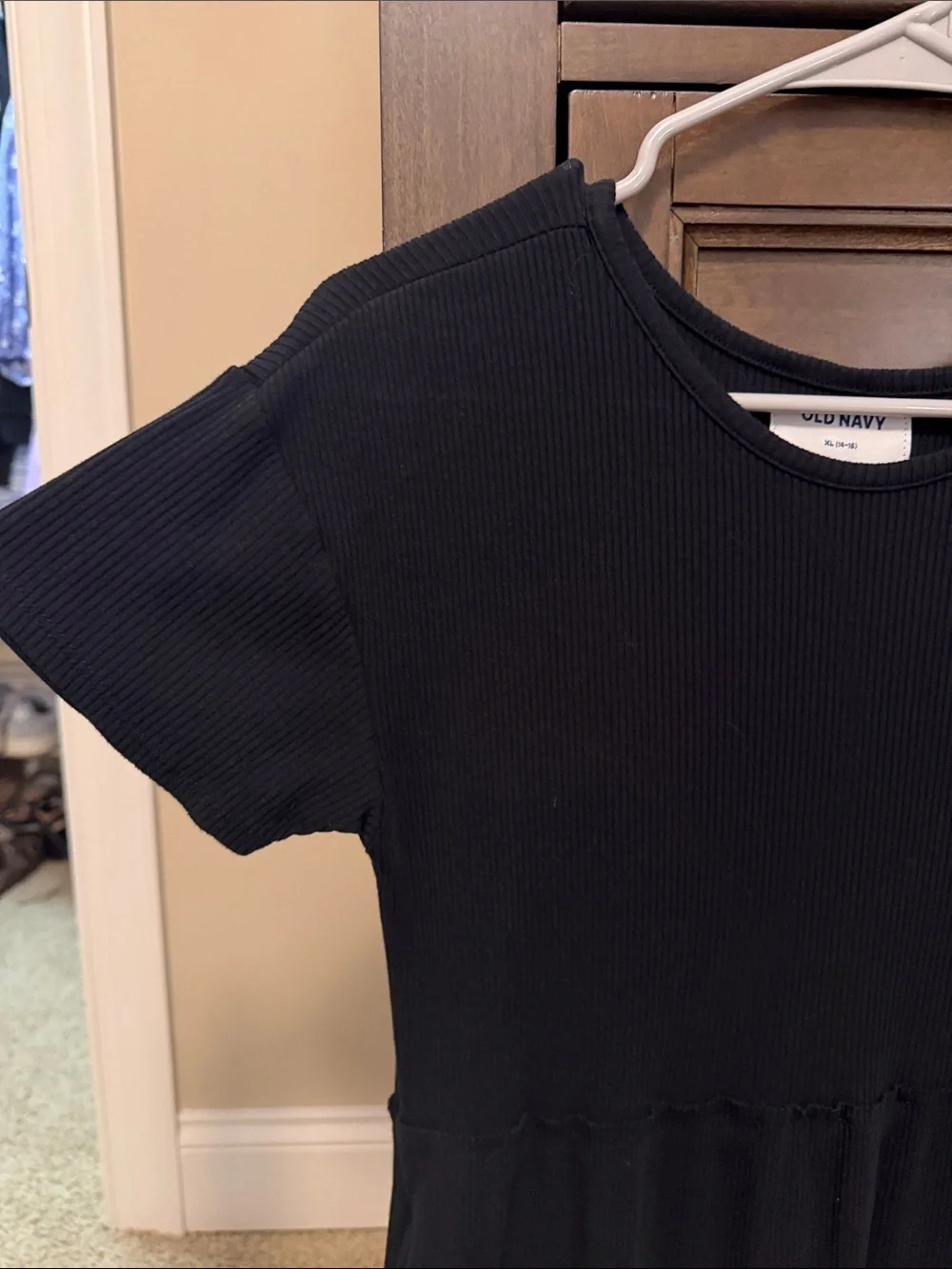 Black Short Sleeve Tiered Knit dress  - old navy girls size XL